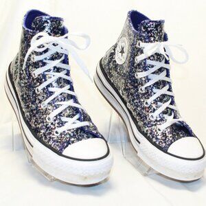 Converse All STAR Size Kid 3.5 Night Indigo/White EVA Lift High Top Glitter Shoe